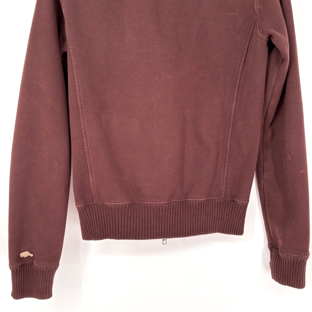 Roots Canada Full Zip Track Jacket Sz S Brown Retro Y2K Stretch Knit Thumb Holes - Picture 9 of 14